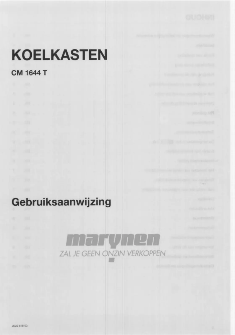 Page 1 of the manual User Manual Marijnen CM 1644 T