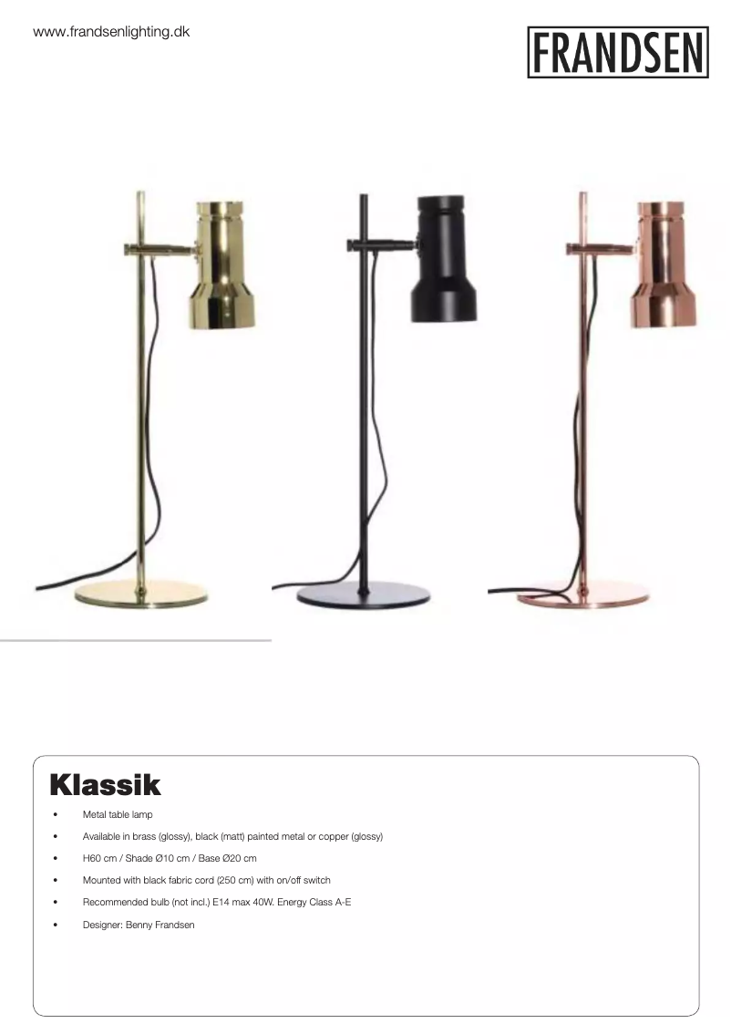 Page 1 of the manual User Manual Frandsen Klassik