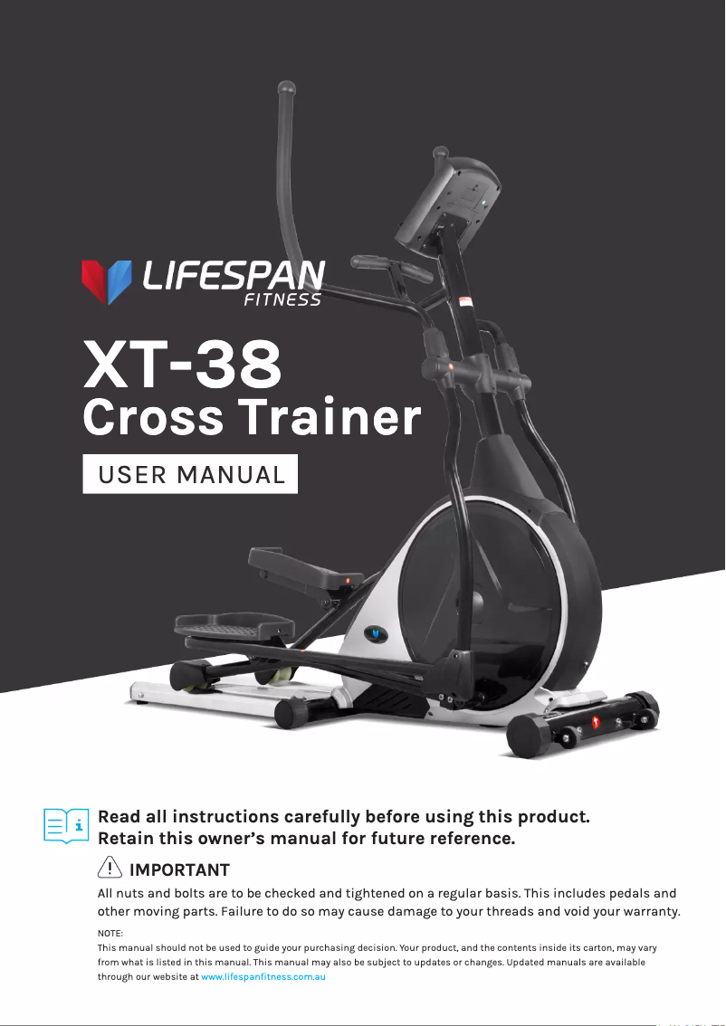 Page 1 of the manual User Manual LifeSpan XT-38