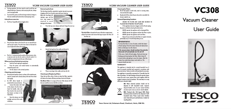 First page image of the manual for VC308