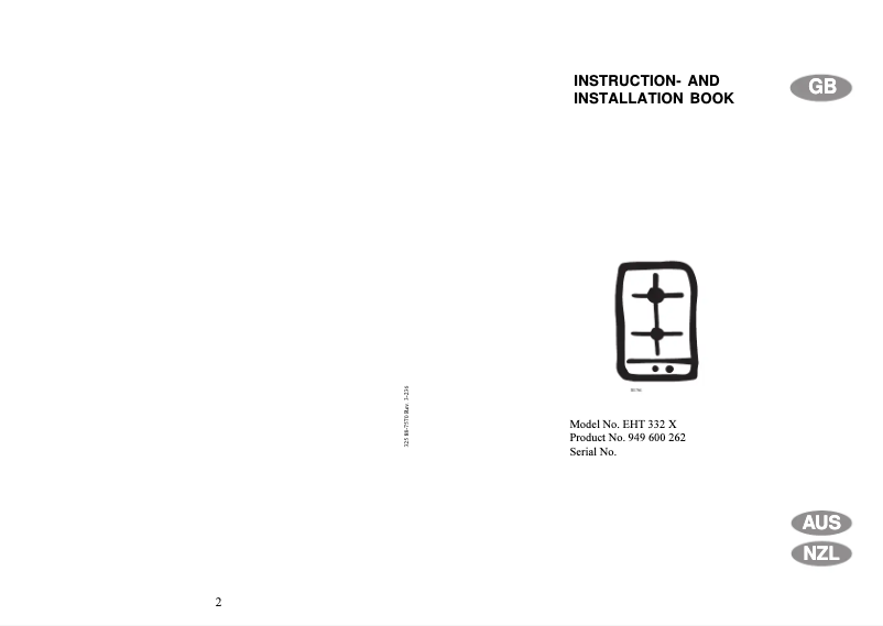 First page image of the manual for EHT332X