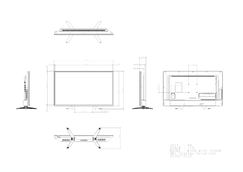 Page 1 of the manual Technical Drawing NEC MultiSync E326