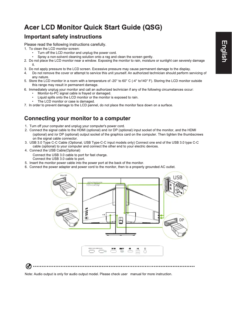 Page 1 of the manual Quick Start Guide Acer BM270