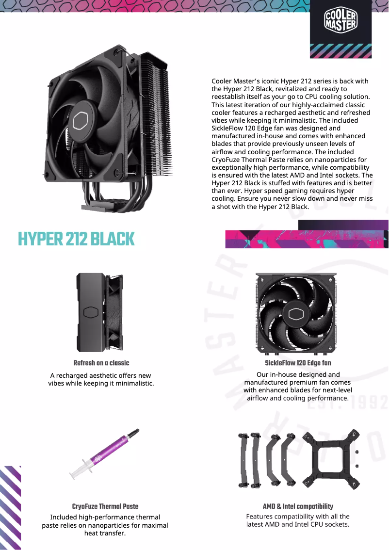 Page 1 of the manual Technical Sheet Cooler Master Hyper 212 Black