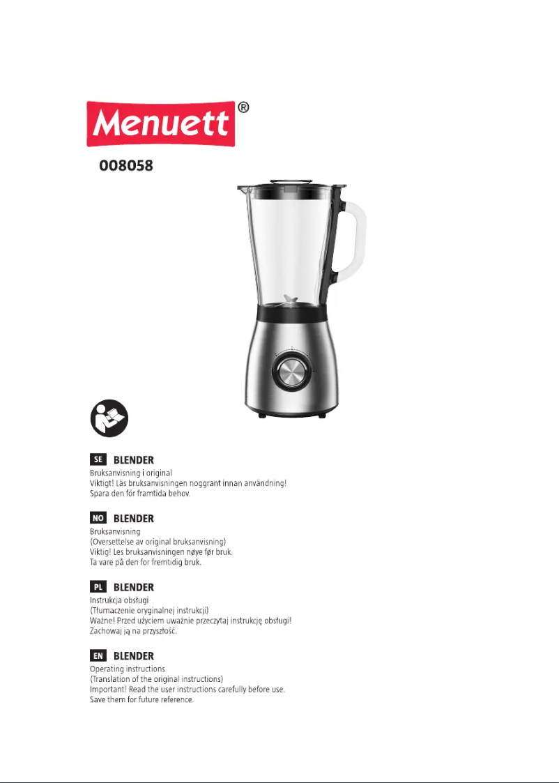 Page 1 of the manual User Manual Menuett 008058