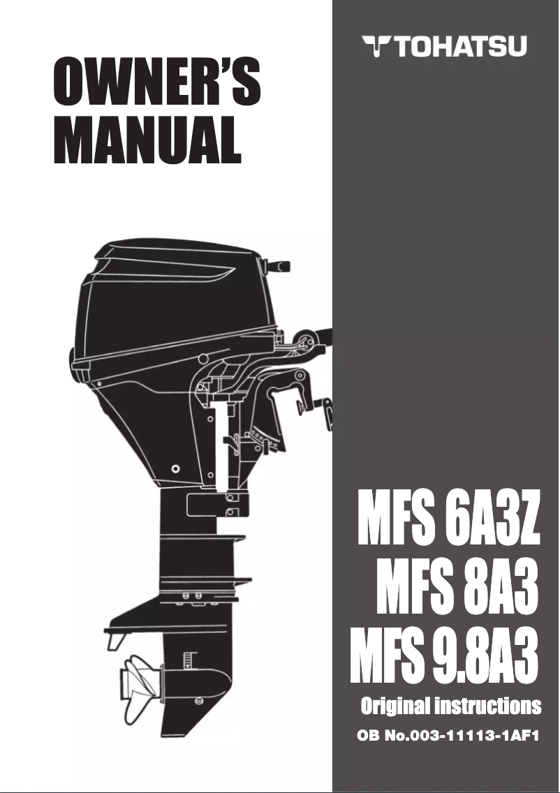 Page 1 of the manual User Manual Tohatsu MFS8A3