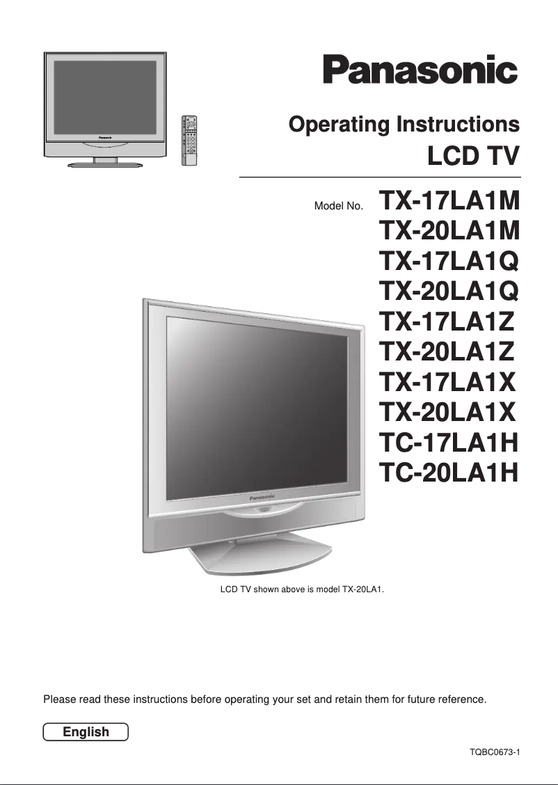 Page 1 of the manual User Manual Panasonic TX-17LA1Z