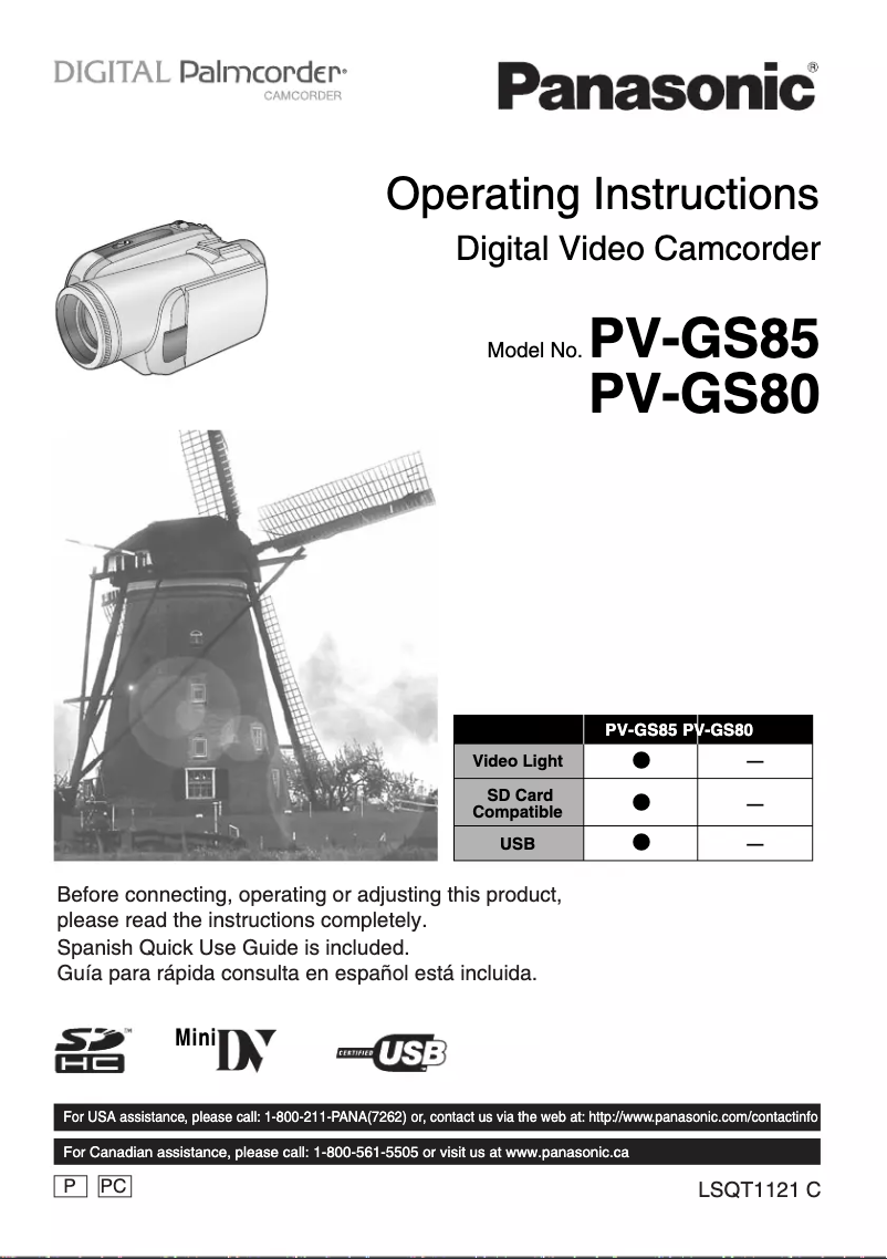 Page 1 of the manual User Manual Panasonic PV-GS85