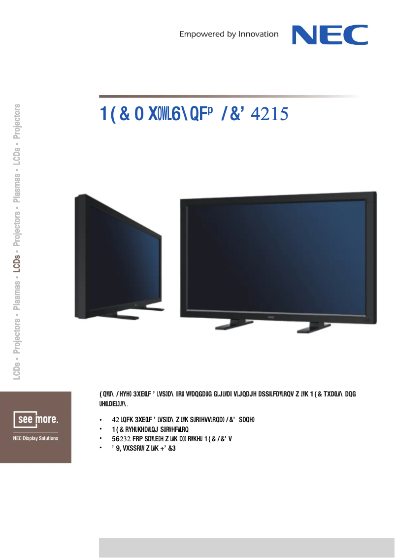 Page 1 of the manual Technical Sheet NEC MultiSync LCD4215