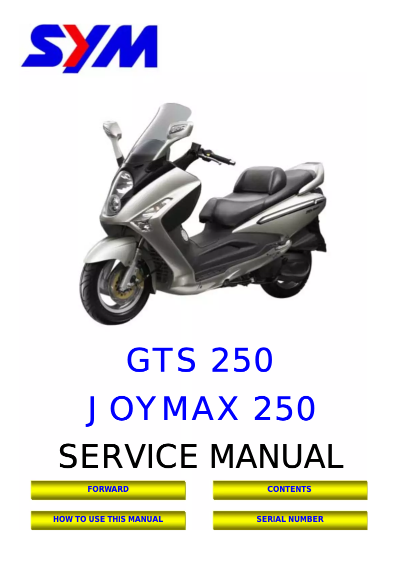 Page 1 of the manual User Manual SYM Joymax 250
