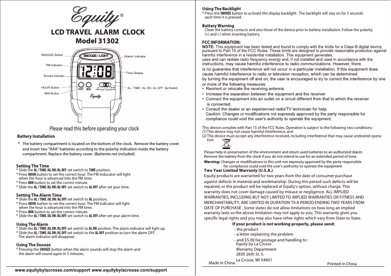 Page 1 of the manual User Manual Equity Night Vision 31302