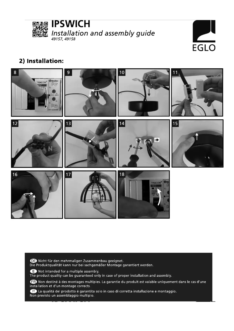 Page 1 of the manual User Manual Eglo Ipswich