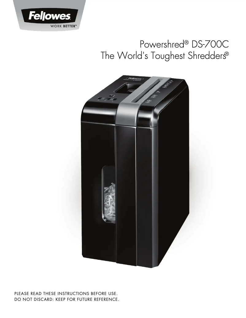 First page image of the manual for Powershred DS-700C