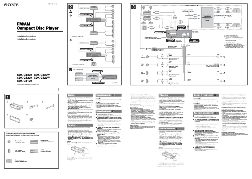 Page 1 of the manual Installation Guide Sony CDX-GT32W