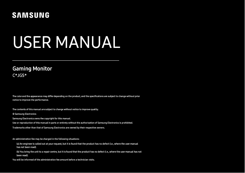 Page 1 of the manual User Manual Samsung C32JG56QQC