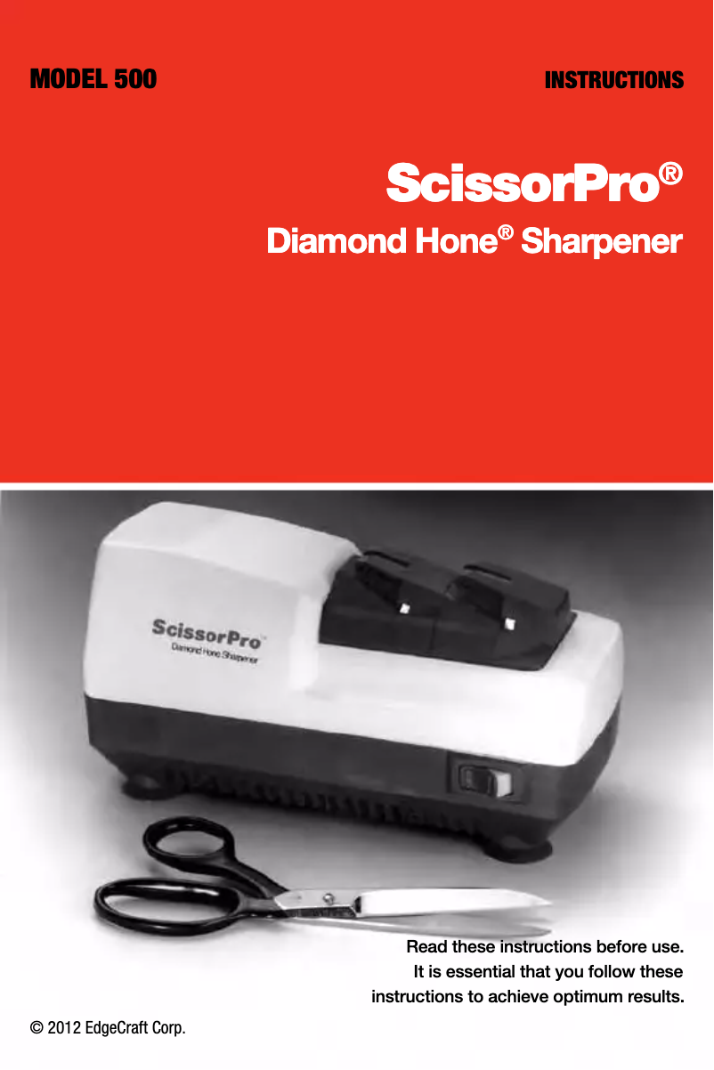 First page image of the manual for ScissorPro 500