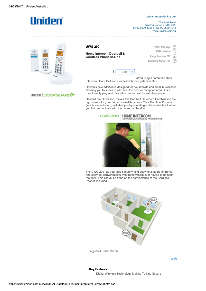 Page 1 of the manual User Manual Uniden UWG 200