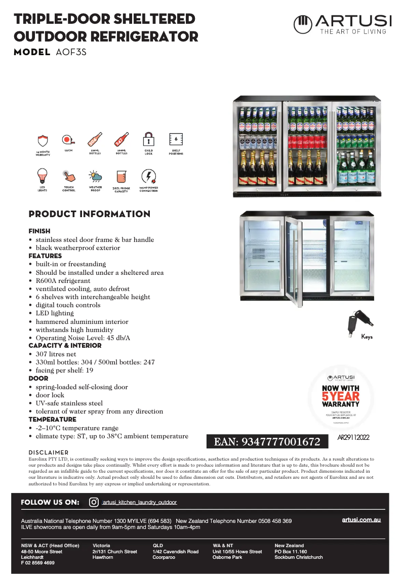 First page image of the manual for AOF3S