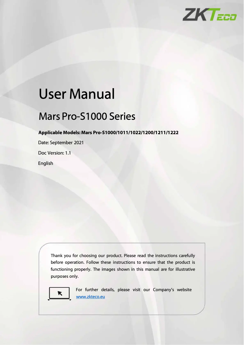 First page image of the manual for Mars Pro-S1200