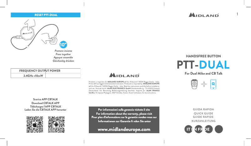 Page 1 of the manual User Manual Midland PTT-DUAL