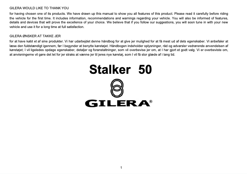 First page image of the manual for Stalker 50 (2003)