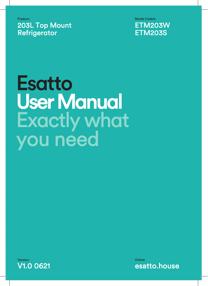 First page image of the manual for ETM203S
