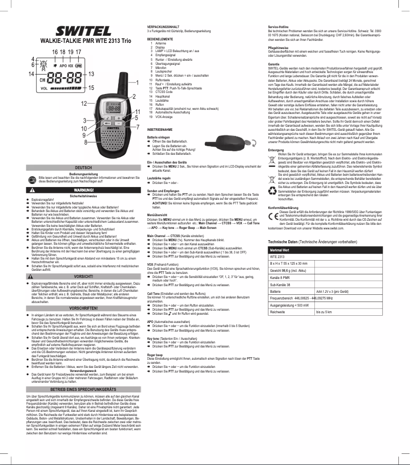 Image de la première page du manuel de l'appareil WTE2313