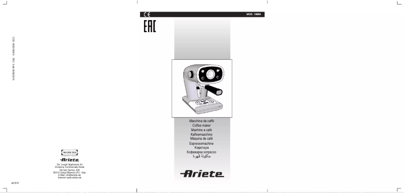 Page 1 of the manual User Manual Ariete Cafe Retro 1388
