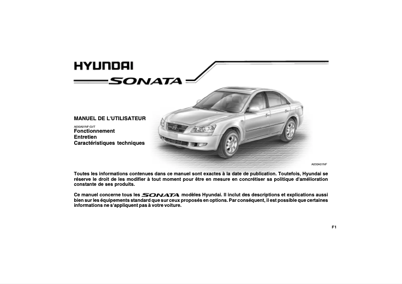 First page image of the manual for Sonata (2007)