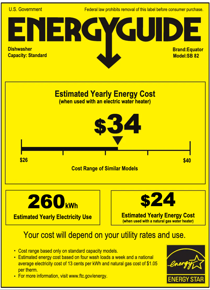 Page 1 of the manual Energy Label Equator SB 82