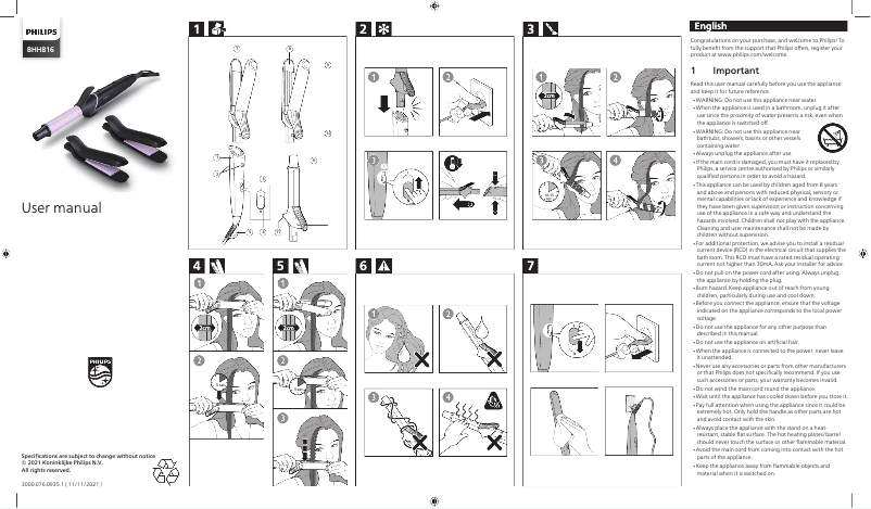 Page 1 of the manual User Manual Philips StyleCare BHH816
