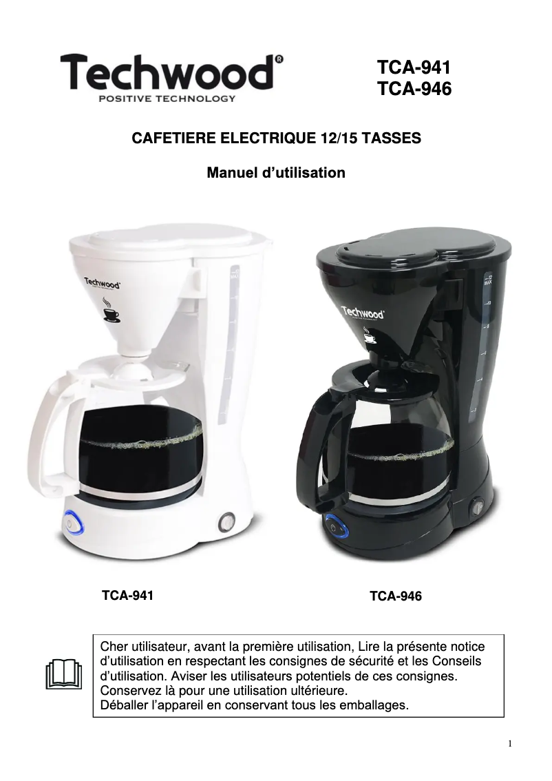 First page image of the manual for TCA-946