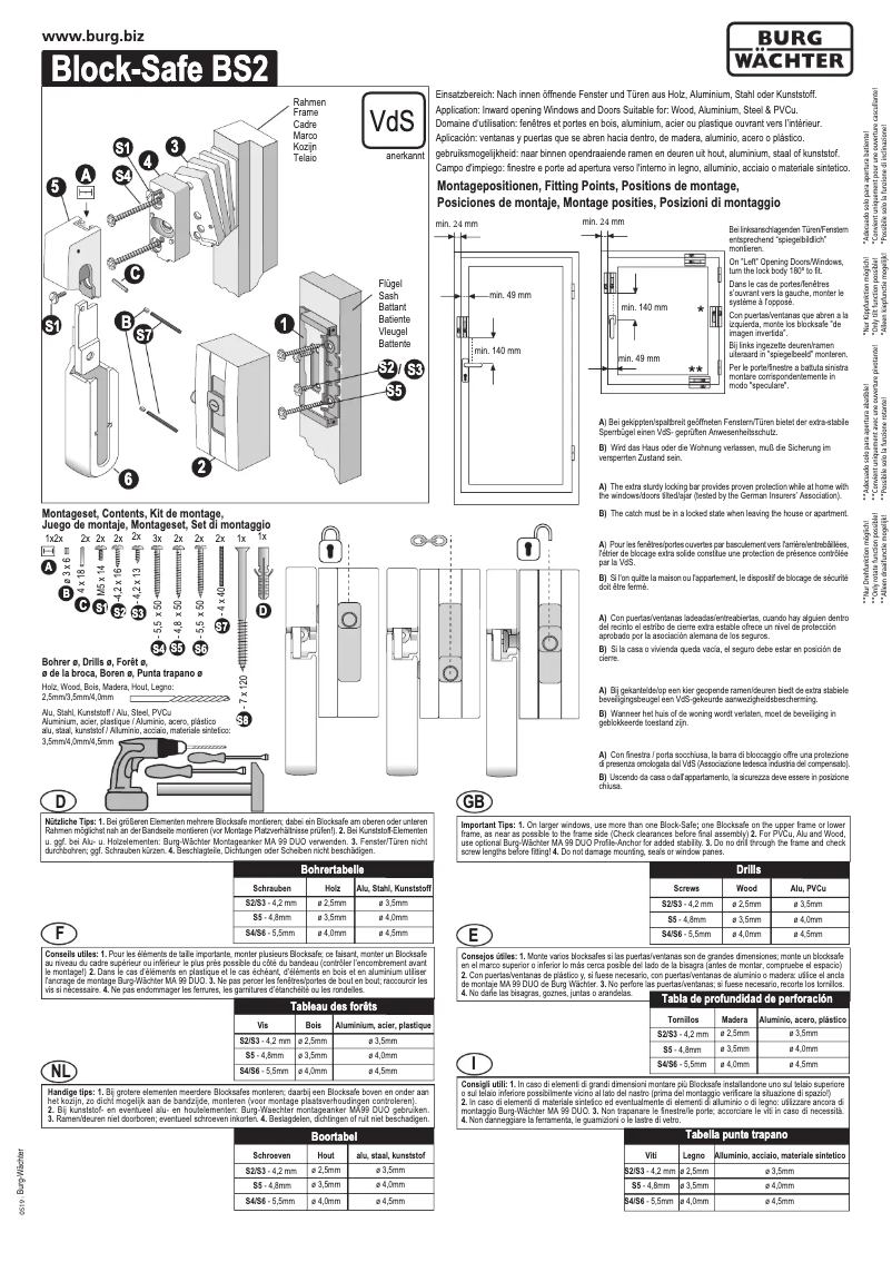 First page image of the manual for BlockSafe BS 2