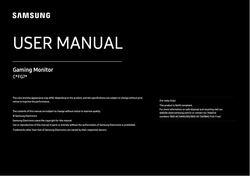 Page 1 of the manual User Manual Samsung C24FG73FQE