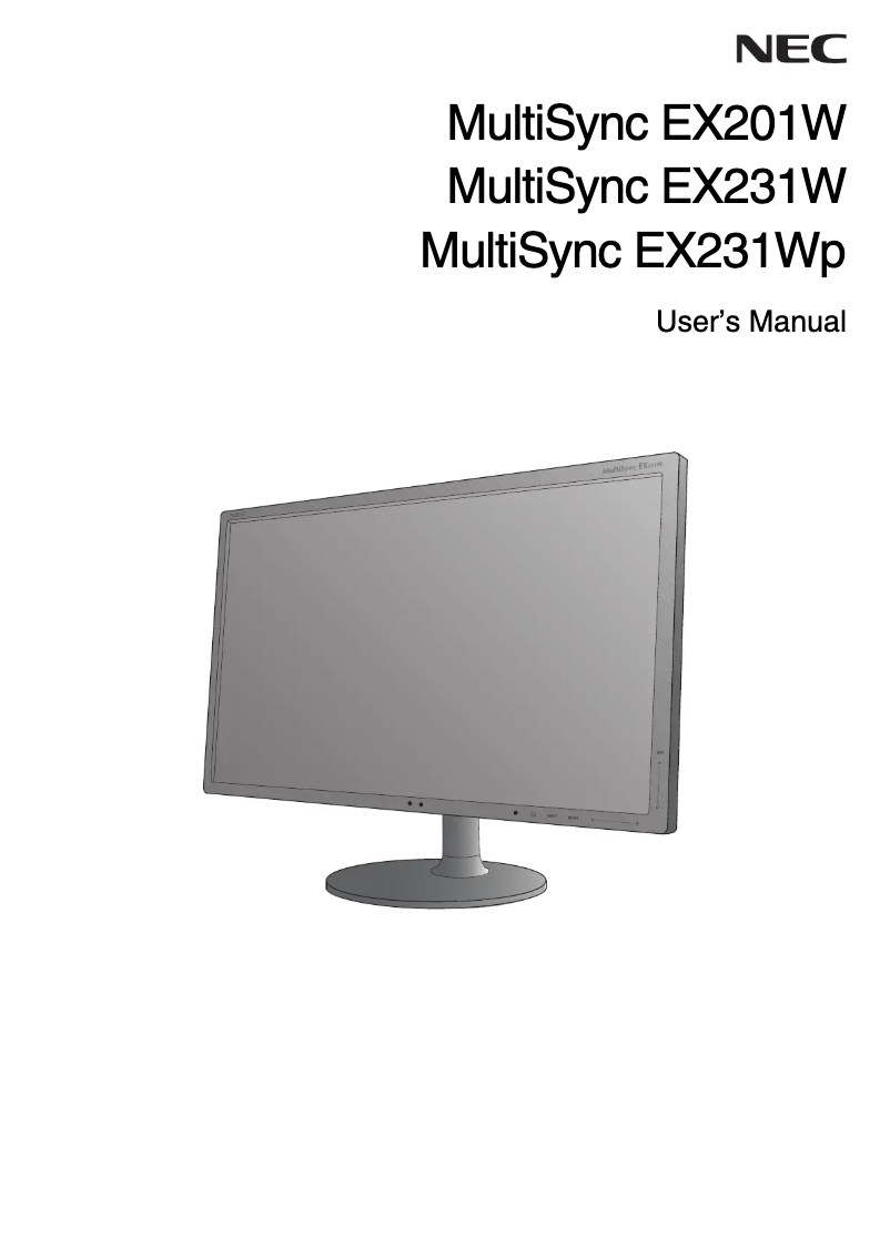 First page image of the manual for MultiSync EX201W-BK