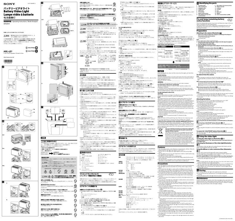 First page image of the manual for HVL-LE1