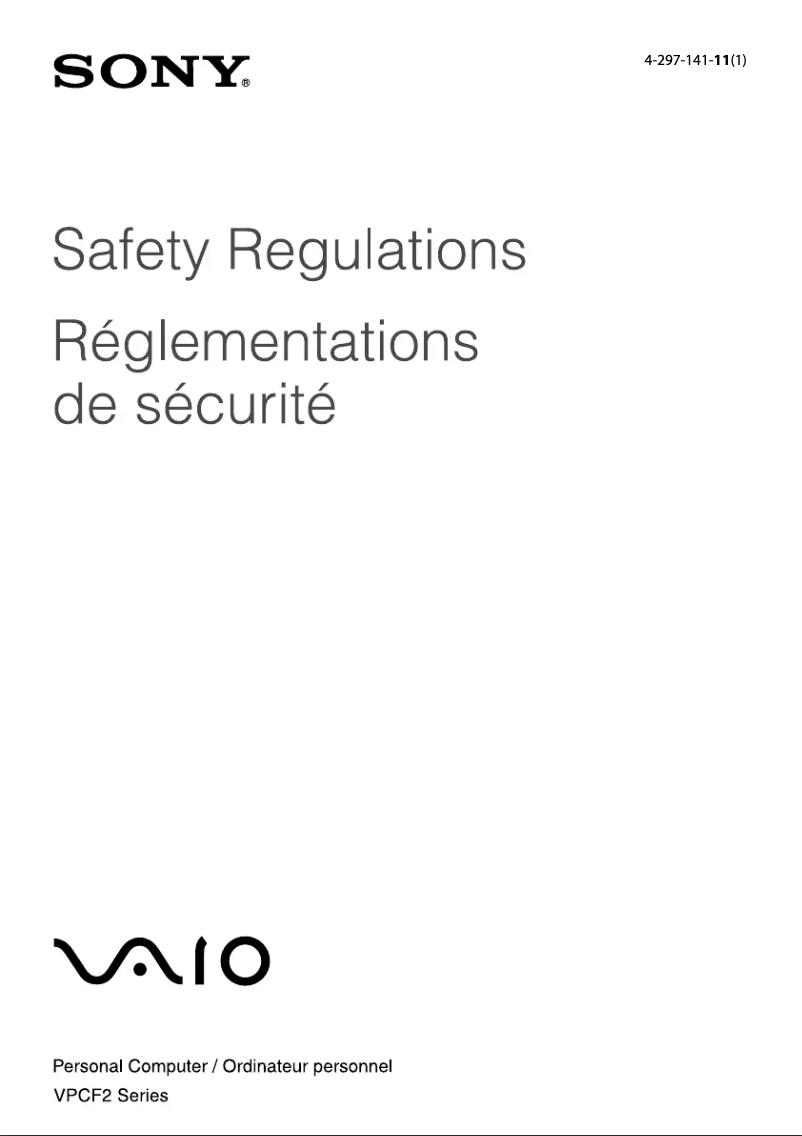 First page image of the manual for Vaio VPCF2390S