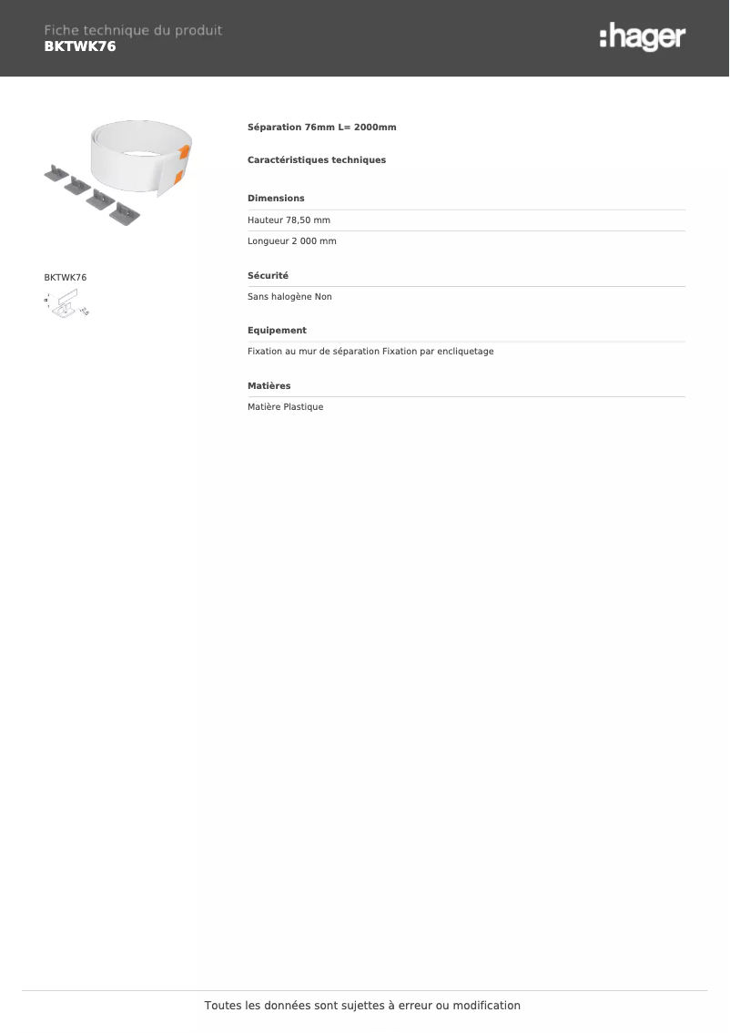 First page image of the manual for BKTWK76