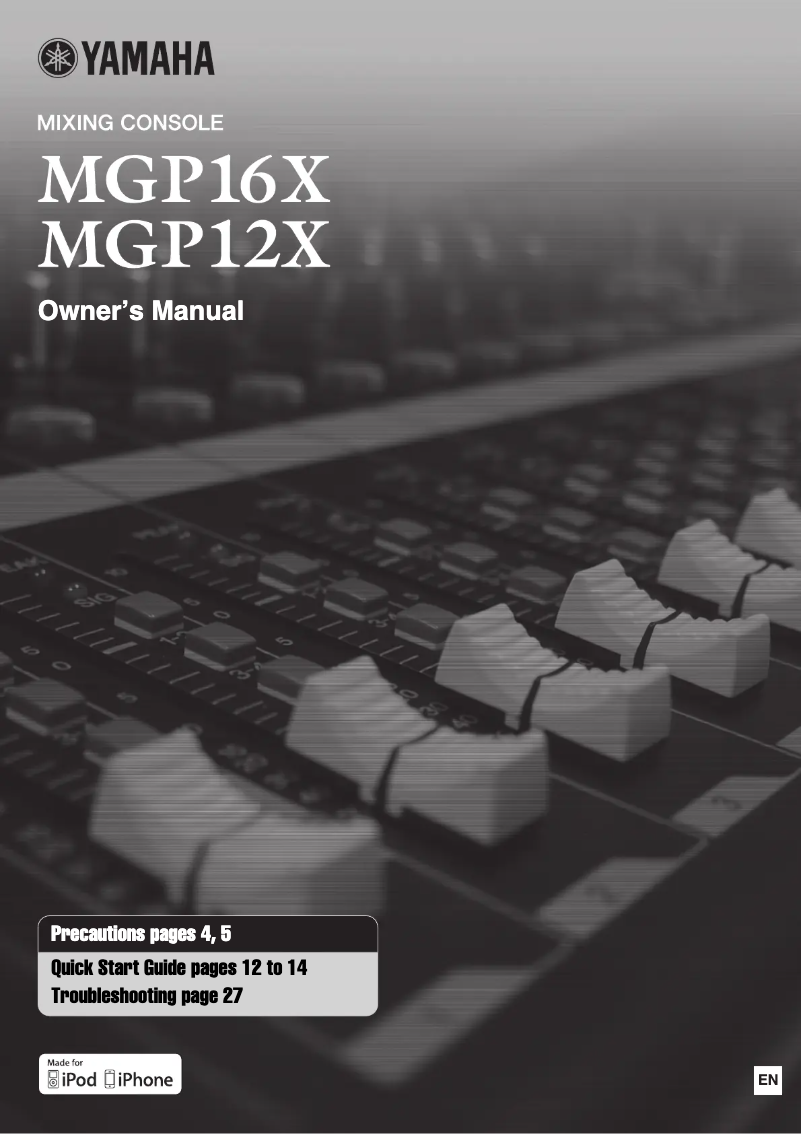 First page image of the manual for MGP16X