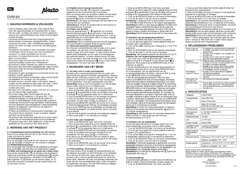 Page 1 of the manual User Manual Alecto DVM-64C