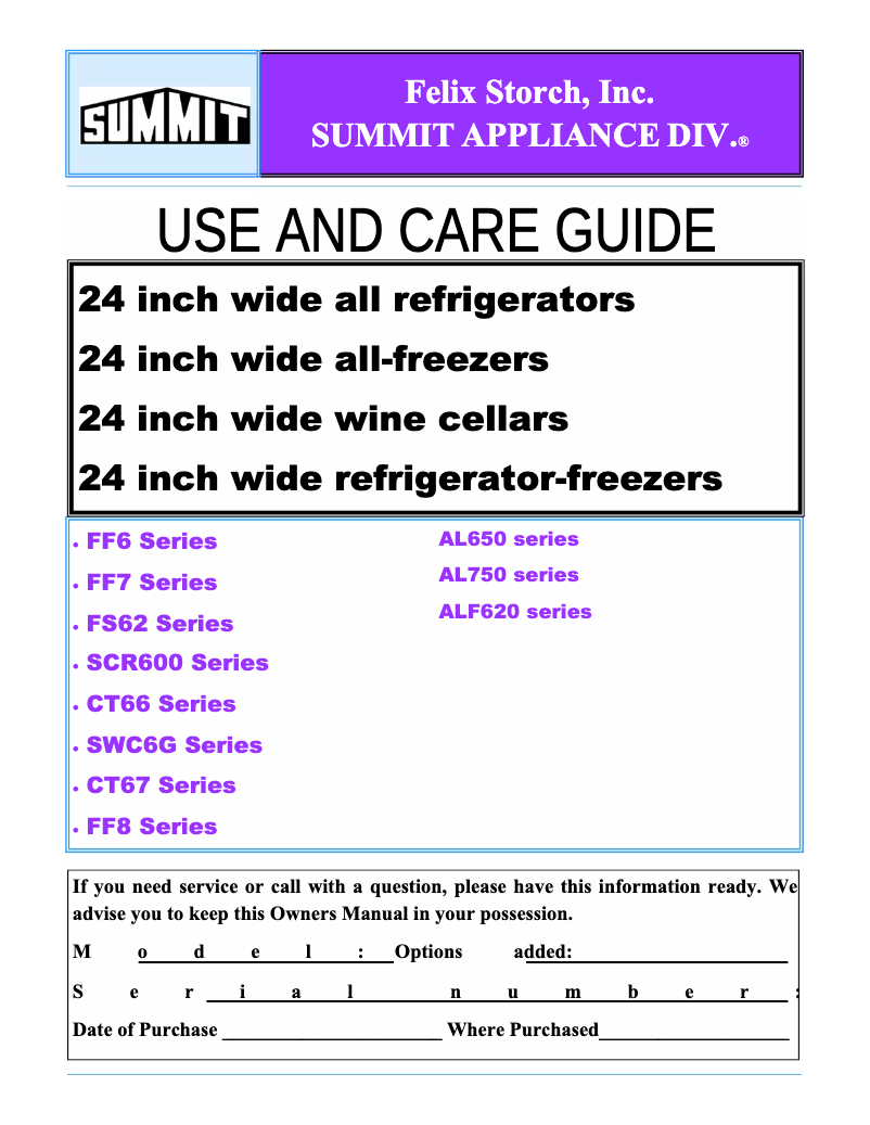 Page 1 of the manual User Manual Summit FF6BISSHH