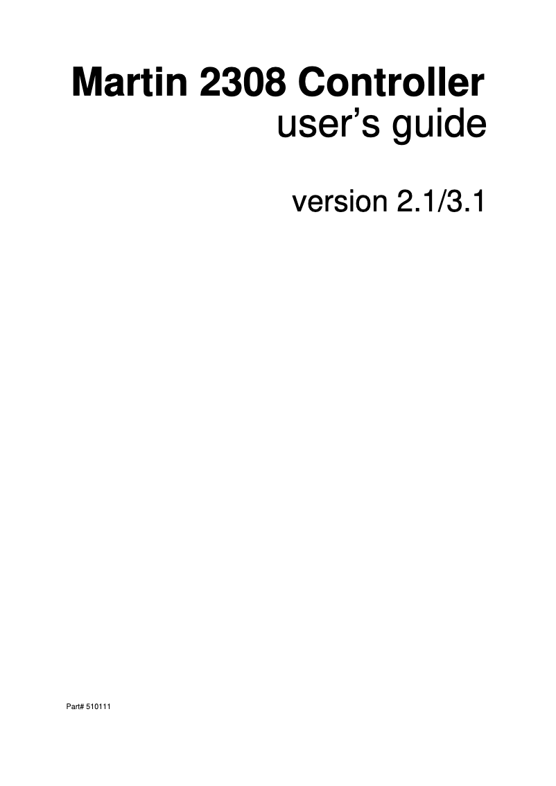 First page image of the manual for 2308 Controller