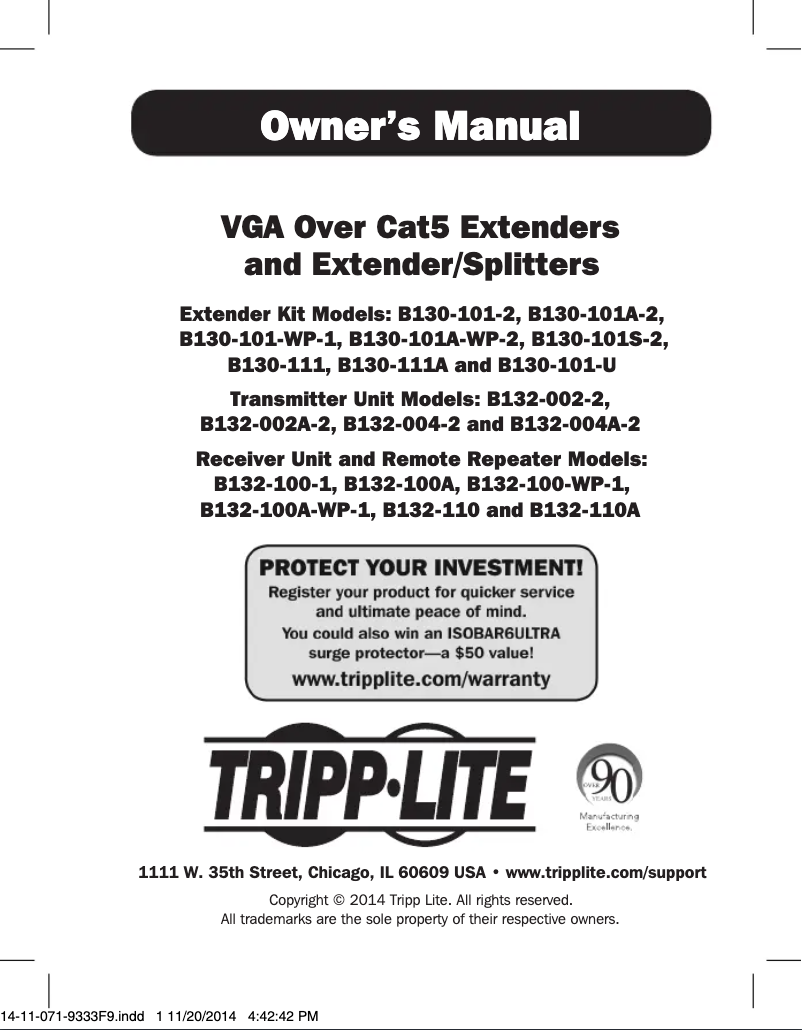 Page 1 of the manual User Manual Tripp Lite B132-100-1