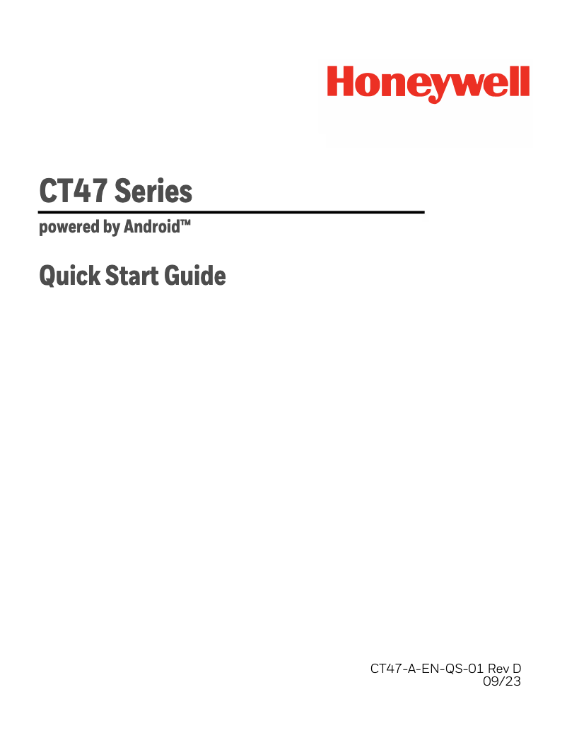 Page 1 of the manual User Manual Honeywell CT47