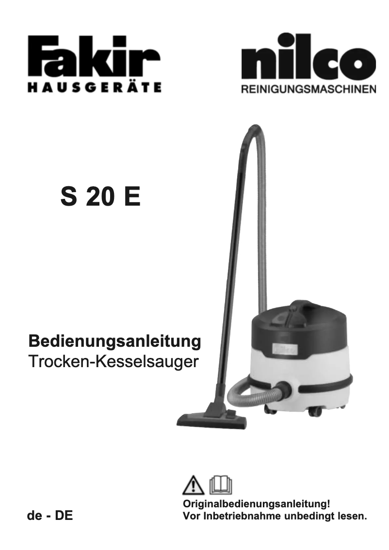 Page 1 of the manual User Manual Fakir S 20 E