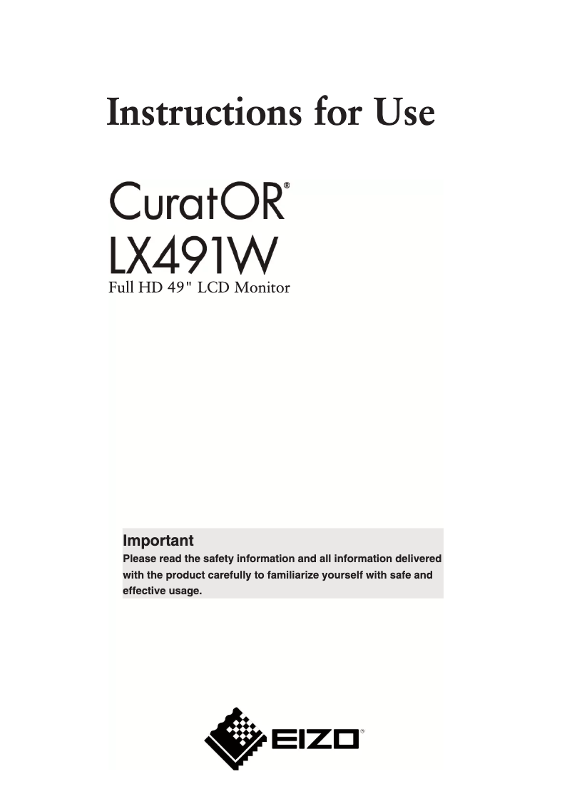 First page image of the manual for CuratOR LX491W
