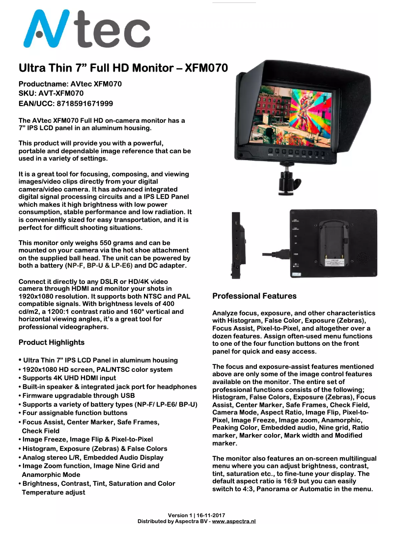 First page image of the manual for AVT-XFM