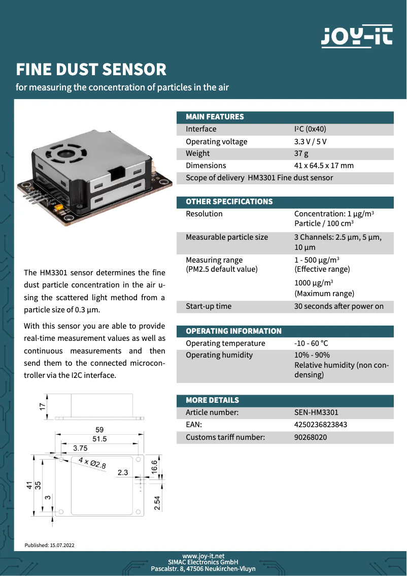 Image de la première page du manuel de l'appareil SEN-HM3301