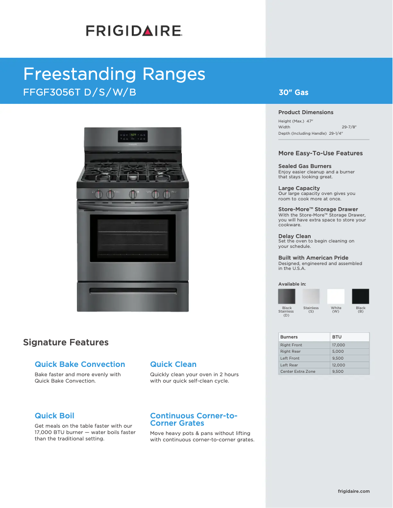 First page image of the manual for FFGF3056TS