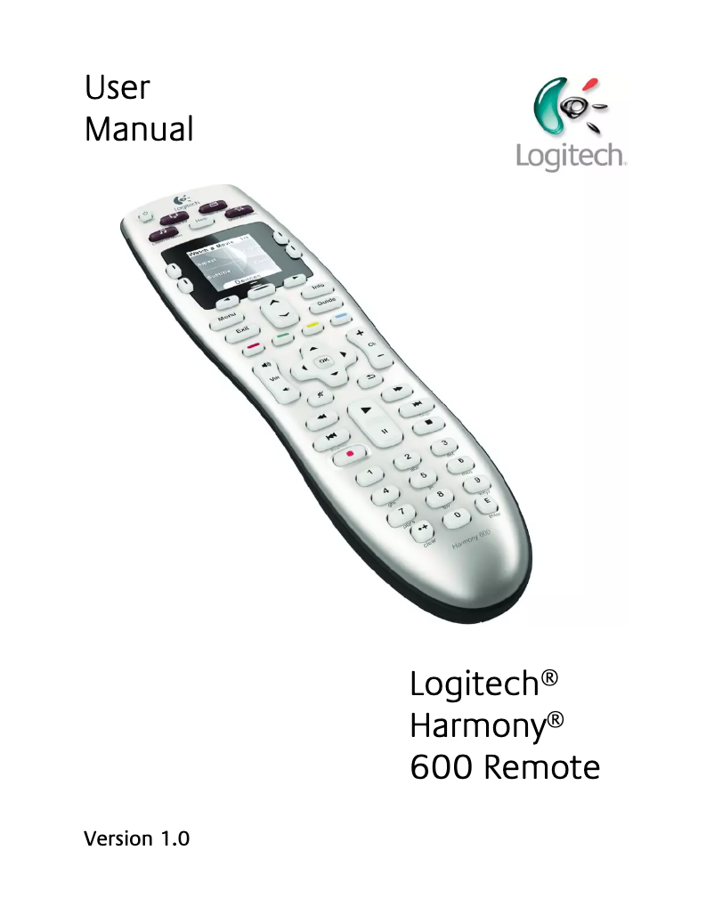 Page 1 of the manual User Manual Logitech Harmony 600